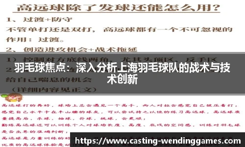 羽毛球焦点:深入分析上海羽毛球队的战术与技术创新